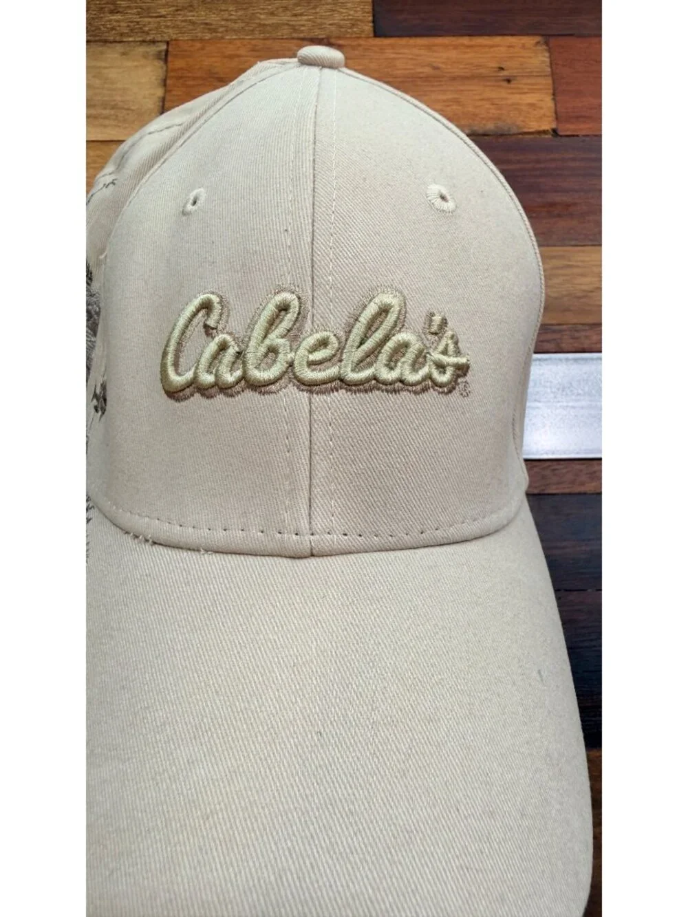 Vintage Cabela's Strapback Baseball Cap Beige ,OS Adjustable, Authentic Wildlife